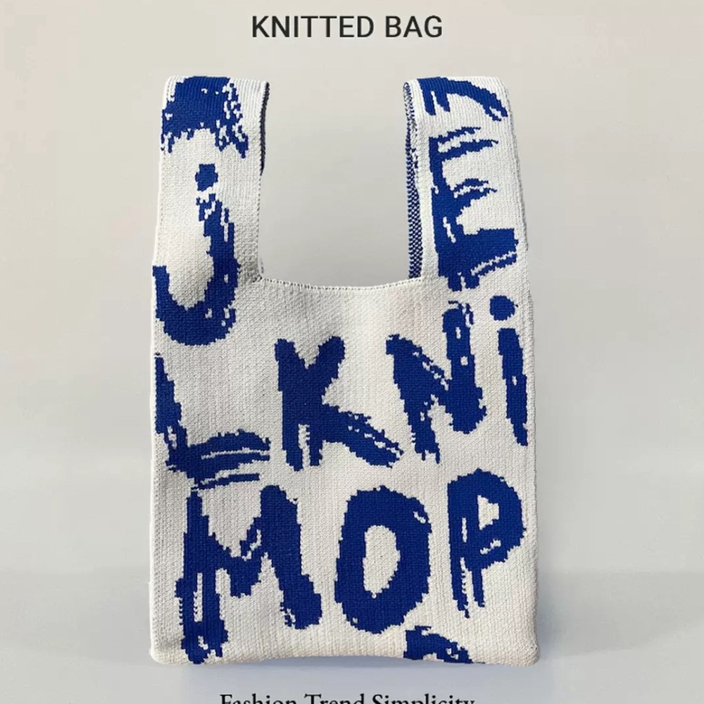 NWT Blue Letters Heart Compact Stylish Essentials Handheld Bag